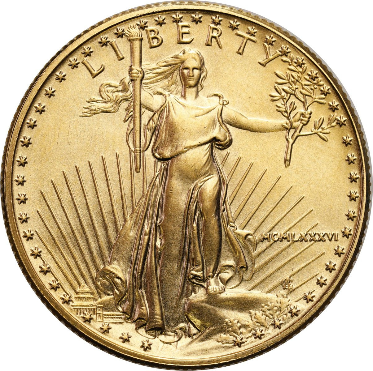 USA. Złote 25 dolarów 1986 Orzeł - 1/2 uncji złota